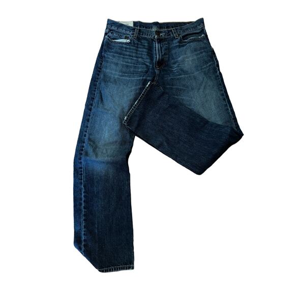 Womens Boot Cut DArk Wash 34 X 34 Holister Denim Jeans with Frayed Edges - Picture 1 of 5